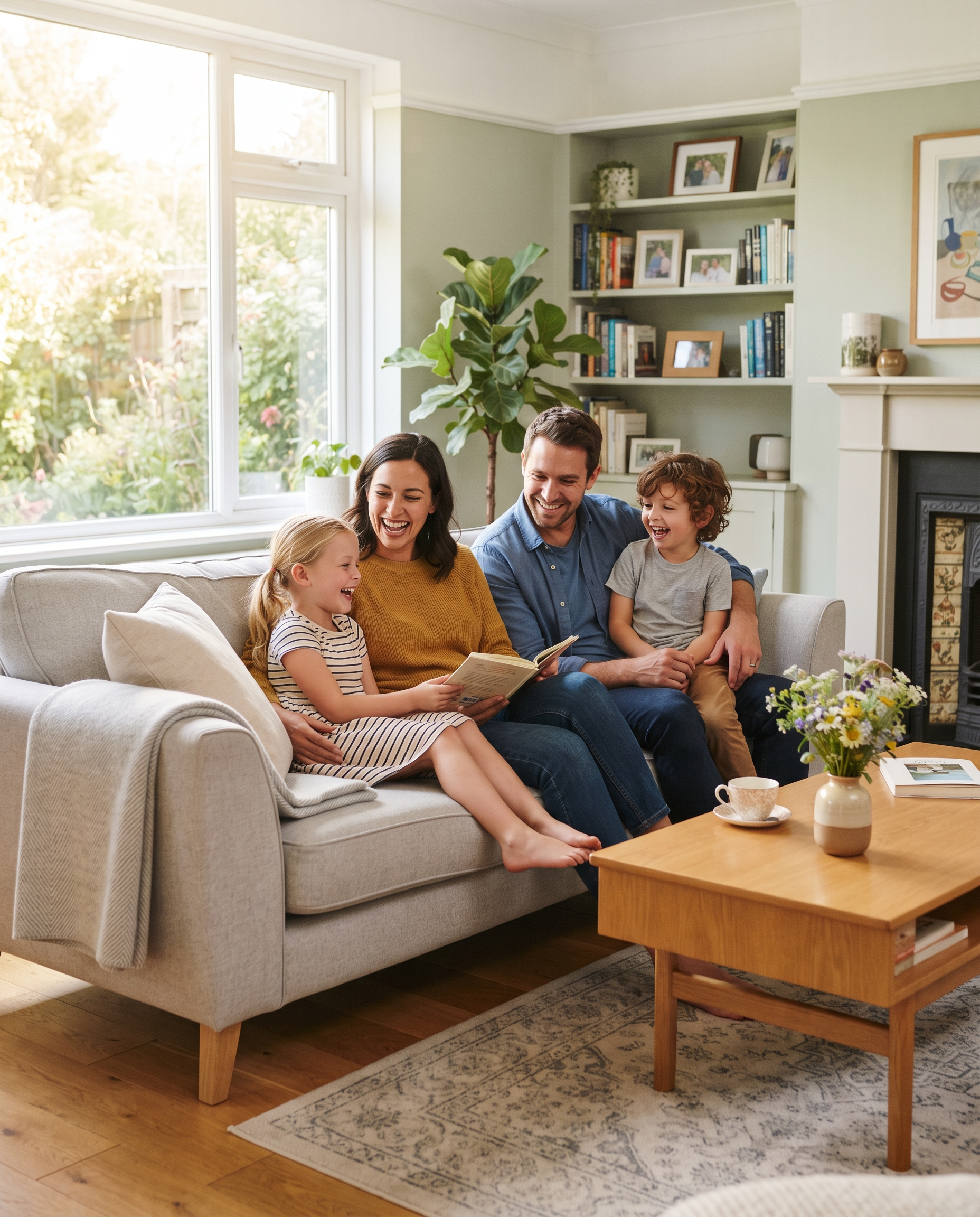 Happy family in a clean home